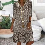 Brown and White Abstract Print Prairie Mini Dress